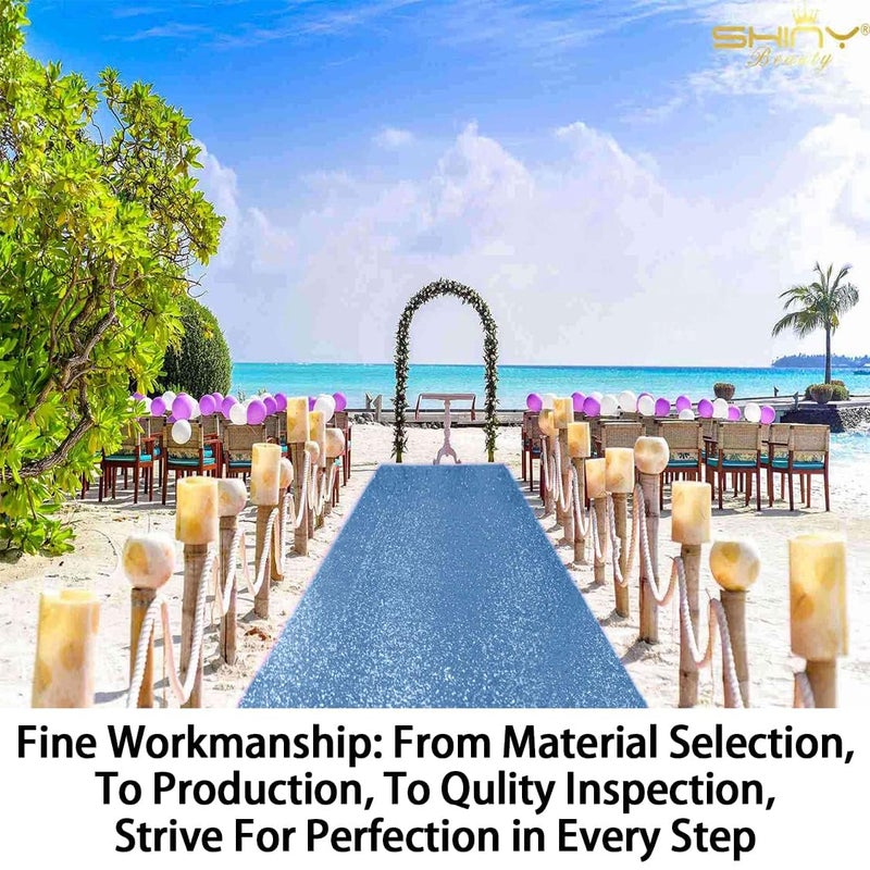 ShinyBeauty Baby Blue Sequin Aisle Runner 4x15 Feet - Sparkling Wedding Aisle Carpet for Indoor Ceremonies, Bridal Showers, Receptions - Image 4